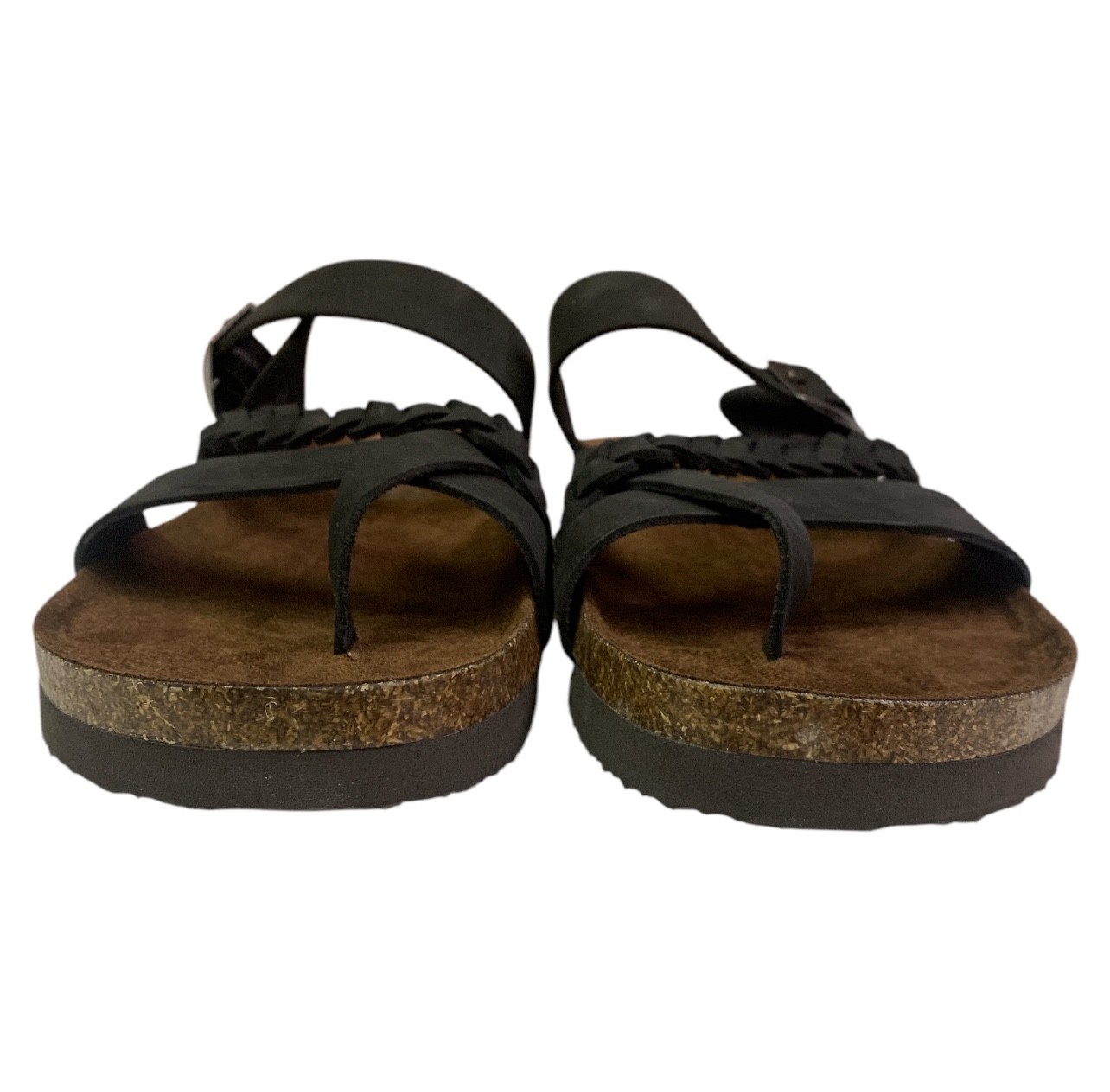 SAOLA Sandali donna suola montagna taglia 11 intrecciati pelle nera slip on estate spiaggia