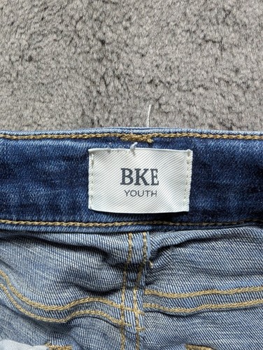 BKE Youth Skinny Jeans Adjustable Waist Youth Girl Sz 14 Medium Wash Distressed - Picture 3 of 13