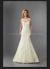 Jasmine Collection Ivory Lace Mermaid Wedding Dress V-Neck Sleeveless Unaltered