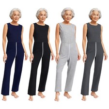 Unisex Elderly Jumpsuit Patient Bodysuit One-piece Sleepwear Overall Rompers
