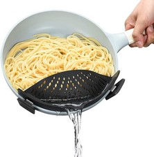Silicone Clip On Strainer for Pots Pans Bowls Heat Resistant Black Drain