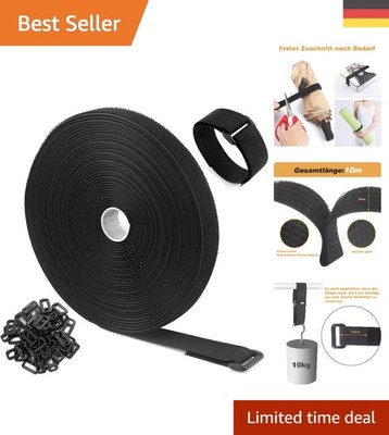 Klett Kabelbinder Set 10m x 2cm - 50 Flexible und Wiederverwendbare Verschlüsse