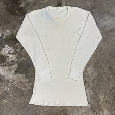 Vintage 80s SEARS Thermal Shirt Size Tall Large White Waffle Knit Long Sleeve
