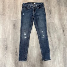 Levi  s 711 Skinny Jeans Women  s 26 Blue Distressed Stretch Denim 27x28