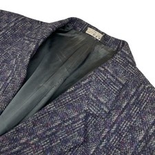 VTG 1980's Night Moves Men's Tweed Double Breasted Blazer Navy/Gray USA 40R