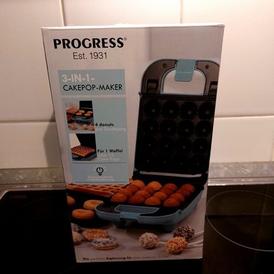 Progress 3in1 Cakepop Maker, Waffeleisen, Donut Maker  türkis-Farben 