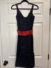 Rare Vintage Dolce & Gabbana D&G Blue Denim With Red Accents Dress 38/XS