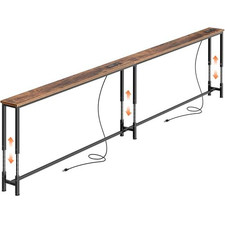 Huuger 102.4 Inch Sofa Table with 102.4''W x 23.9''-34.4''H, Rustic Brown