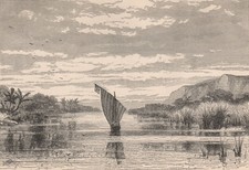 The Lukuga River, emissary of Tanganyika. Congo 1885 old antique print picture