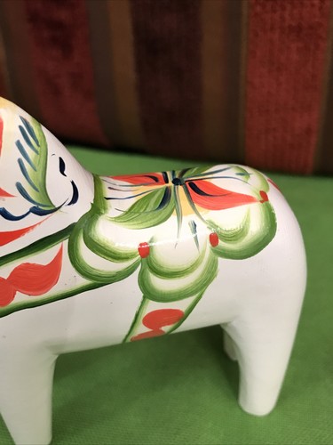 Vintage NILS OLSSON Swedish Large Dala Horse Hand Painted Wood Folk Art - Picture 14 of 15