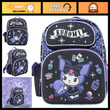 Kawaii Hello Kitty Backpack for Girls, 16" Kuromi School Bag with Flip Sequins 