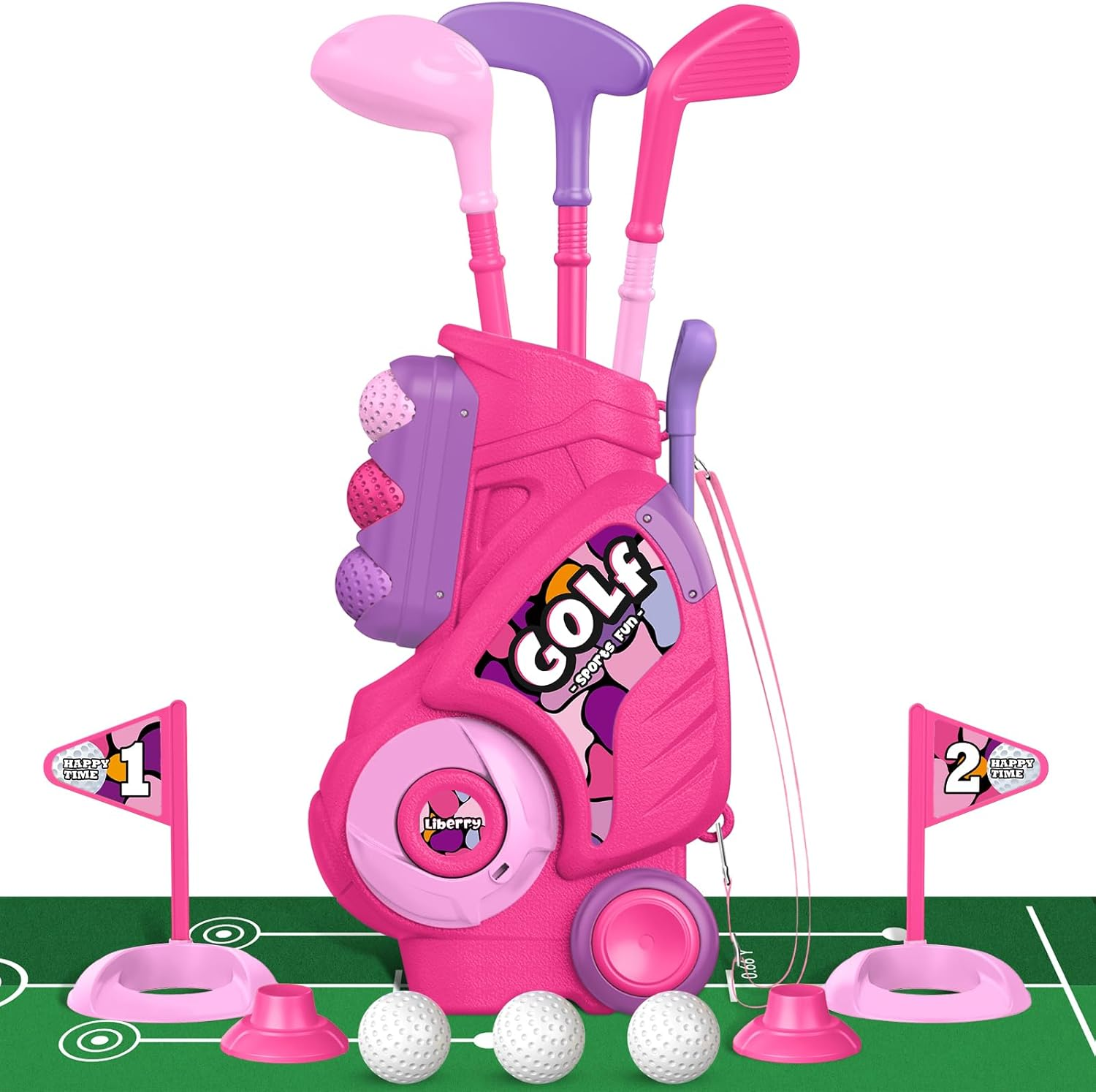 Toddler Golf Set with Putting Mat for 2 3 4 Years Old Boys Girls, Upgraded Kids