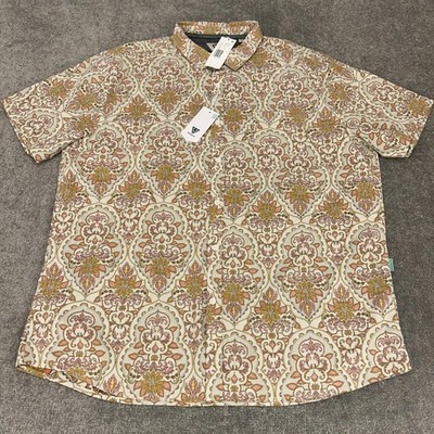 Vissla Shirt Mens XXL Bone Mundaka Eco Floral Short Sleeve Button Up NEW $69.95
