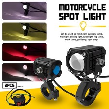 2x Led Spot Light Auxiliary Motorcycle Headlight Fog Driving Lamp Yellowwhite
