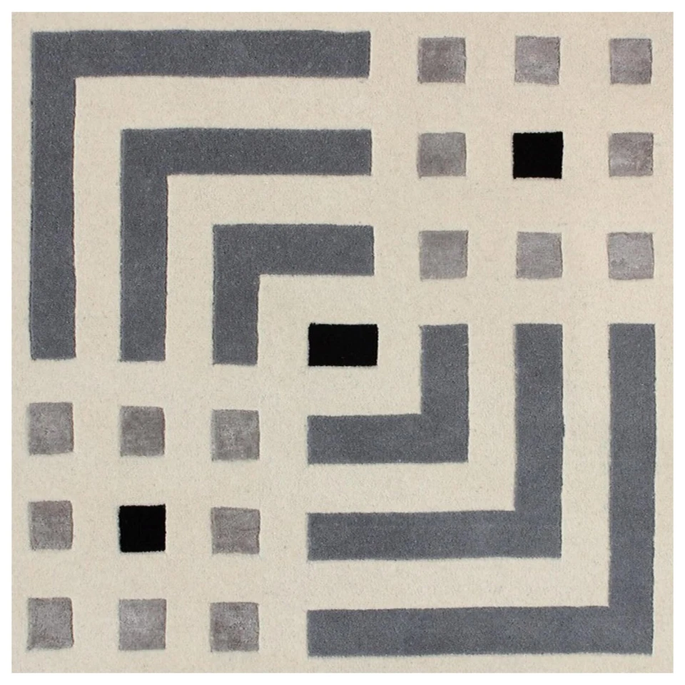 Tapis géométrique moderne : touffeté à la main, motif abstrait - Photo 3/4