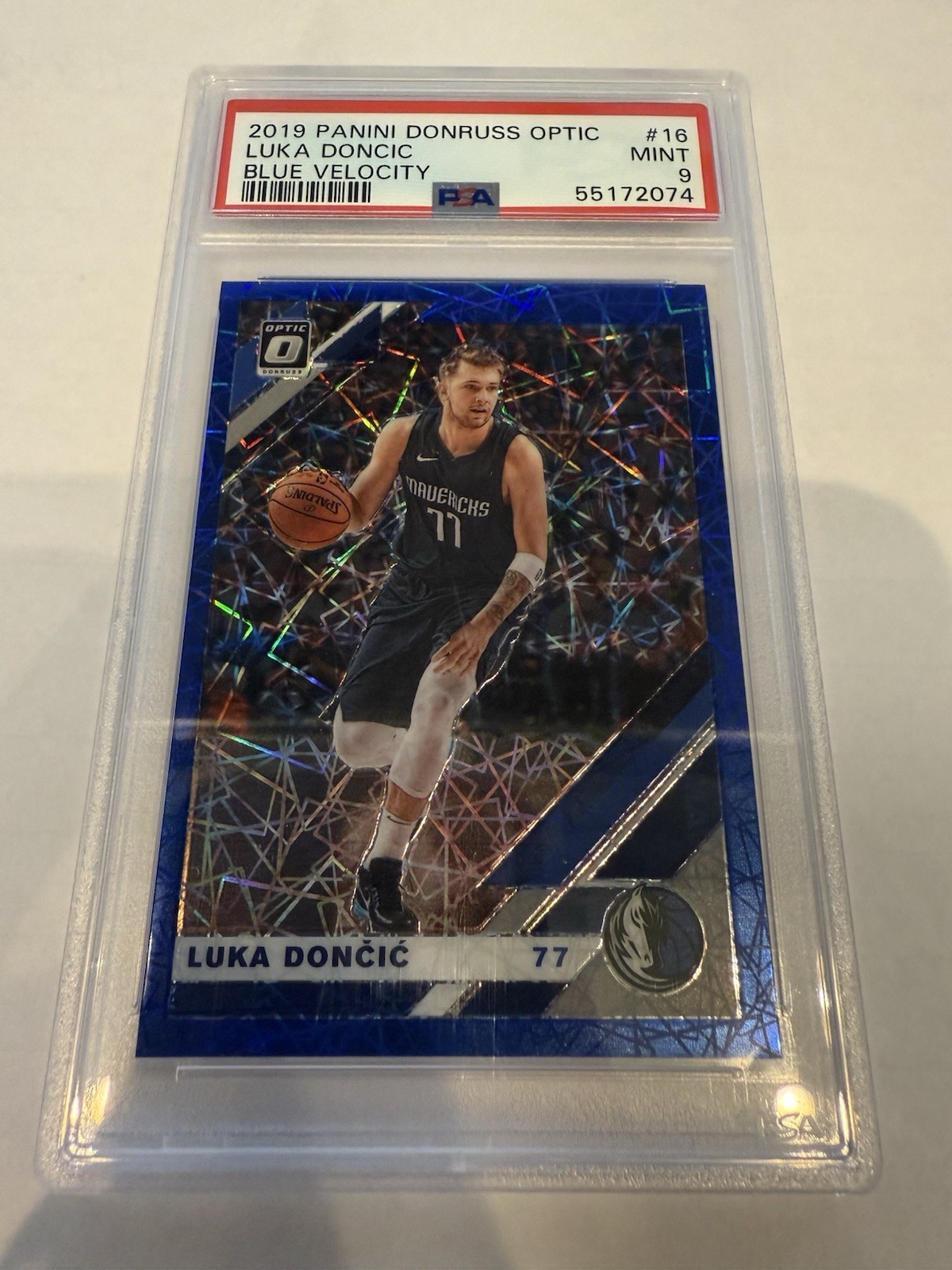 2019 Panini Donruss Optic #16 LUKA DONCIC Blue Velocity - PSA 9 MINT - Mavericks
