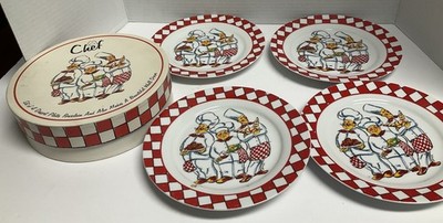 Chef Set Of 4 Porcelain 7.5'' Plates W/Box I. Godinger & Co. Plates Never Used