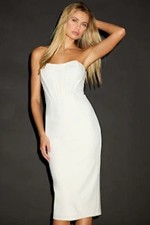 Lulus Gorgeously Sultry Bustier Strapless Midi Dress White S