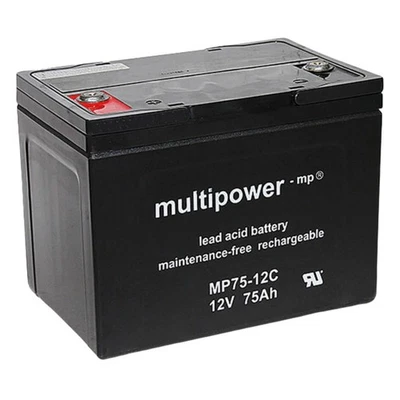 multipower MP75-12C 12V 75Ah Silla de Ruedas Batería Coche Eléctrico Batería Móvil para Personas Mayores
