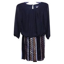 Teeze Me Womens Black Chiffon Sequin Geometric Mini Cocktail Dress 471797R S