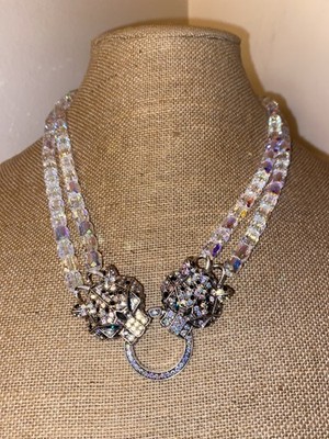 NWT Eye candy LA 14k gold plated Double Leopard GlassbeadStatement Necklace