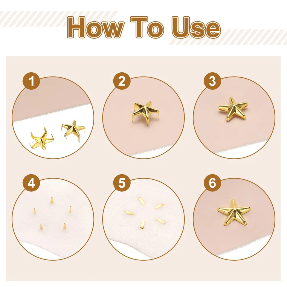 150 PIEZAS 12mm Metal Estrella Tachuelas Garra Pequeño 5 Garras Tono Plata Clavo Cabezas Remaches Tapa Foto 3 de 4