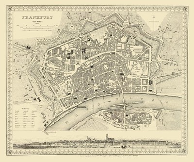 Historic Map - Frankfurt Germany - Meyer 1845 - Vintage Wall Art