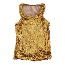 Balera Dance Girls Gold Tank Top Medium Size 7-8 Jazz Costume Sequins Sparkly