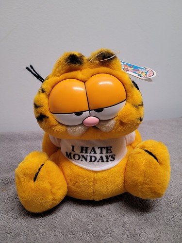 Vintage Garfield Plüschtier Stofftier I Hate Mondays Shirt 1981 Dakin 8 Zoll