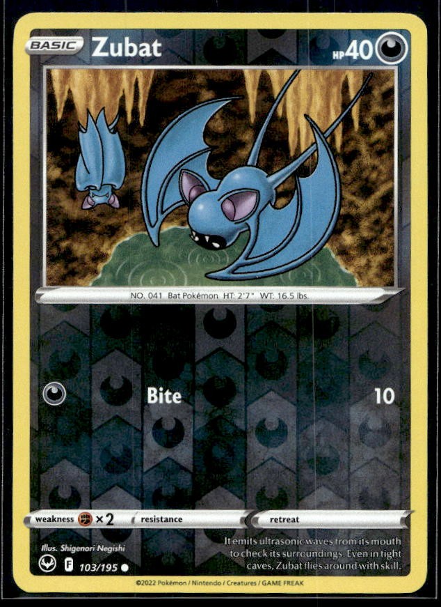 Zubat Pokemon SWSH12: Silver Tempest 103/195 Reverse Holo LP