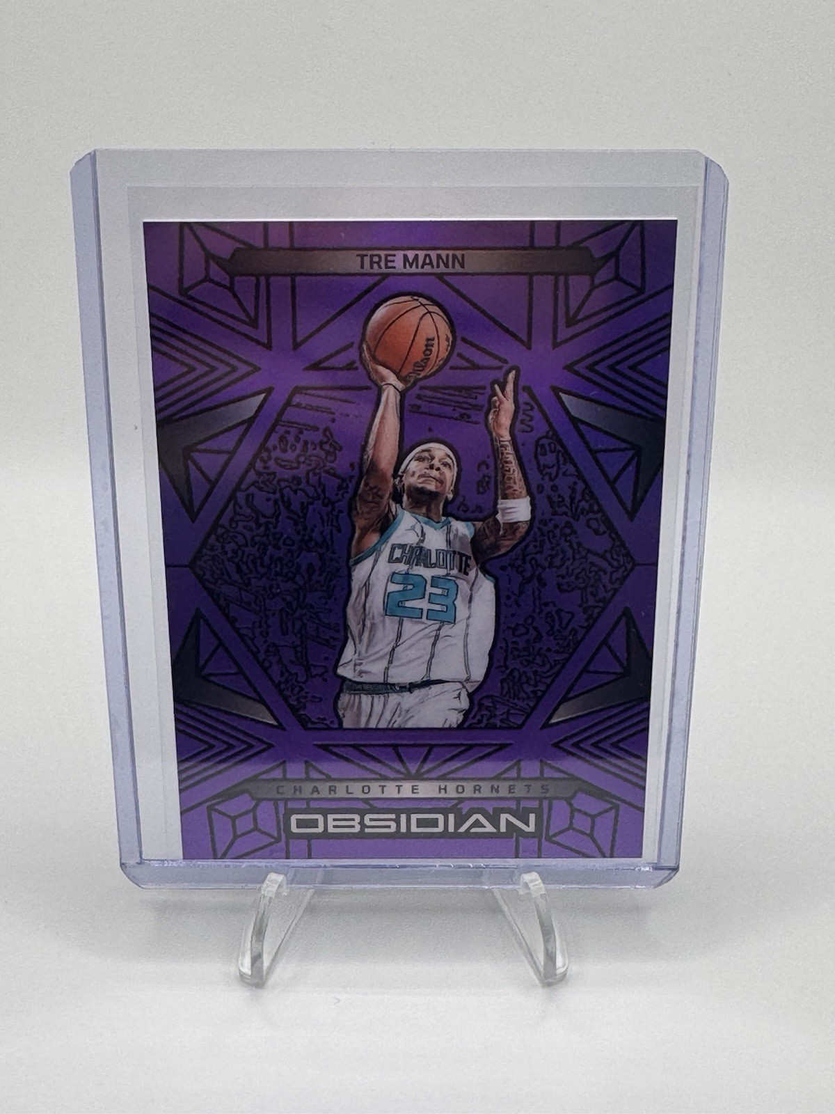 Tre Mann 2024-25 Panini Obsidian NBA Purple /75 #139 Charlotte Hornets