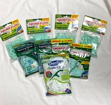 Sword Floss Mint DenTek Floss Picks Lot of 9 Packs [490]