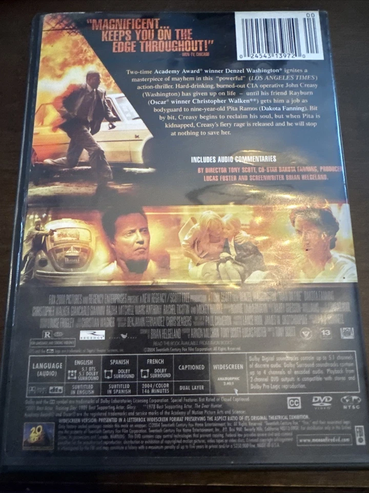 Man on Fire (DVD, Widescreen, 2004) - Image 2 of 4