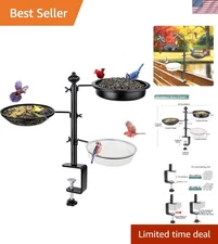 Matte Black Balcony Bird Feeder - Three Trays for Hummingbirds and More