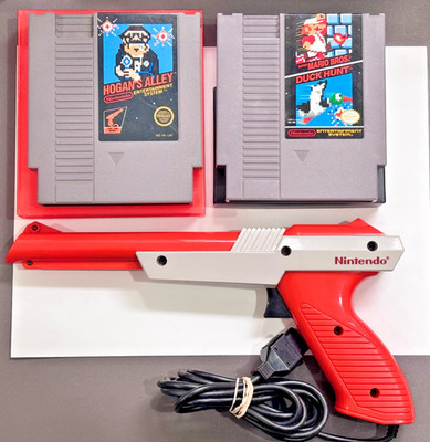 Super Mario Bros Duck Hunt & Hogans Alley Games NES Orange Zapper Gun Lot!