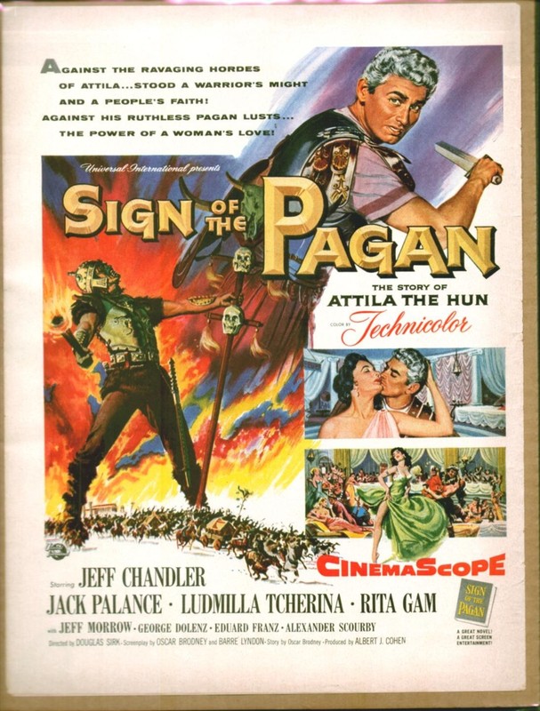 1954 SIGN OF THE PAGAN Jeff Chandler Original Vintage Movie Promo Ad