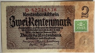 2 Deutsche Mark 1948 DDR Tapetenmark kassenfrisch