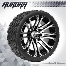 GOLF CART 14" 'LANCER' WHEELS/RIMS and 20" 'AURORA' ALL-TERRAIN TIRES DOT RATED