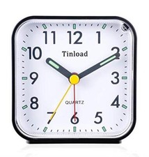 Tinload Small Battery Operated Analog Alarm Clock Silent Non Assorted Colors