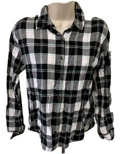 So by Kohlâs Black & White Plaid Cotton Flannel Button Up Shirt Juniors Size XL | eBay