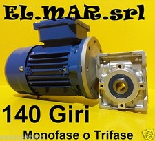 Motoriduttore 140 Giri HP 0,25 Riduttore di giri Motore Monofase Trifase Kw 0,18