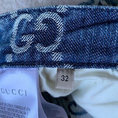 STUNNING sold out GUCCI Men's GG JACQUARD BLUE Cotton Denim STUNNING sold out GUCCI Men's GG JACQUARD BLUE Cotton Denim