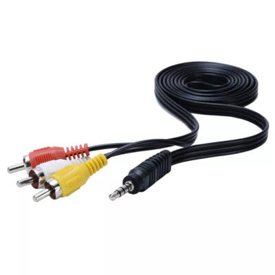 100x 5FT 3RCA Male to 3.5mm Male Audio Video Cord AV DV AUX Cable Adapter