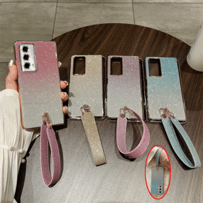 For Honor Magic V2 / Vs2 Bling Glitter Gradient Palting Frame Case Cover + Strap