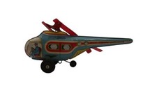 Vtg J Chein Toy Town Airways Friction Tin Litho Helicopter Light Blue Rare