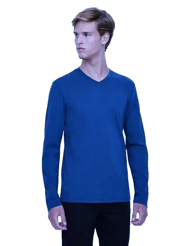 Armani Exchange Men's, Slim Fit Long Sleeve Jersey V-Neck Shirt, True Blue,  S