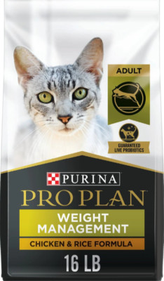 Purina Pro Plan Weight Management Dry Cat Food, Chicken & Rice, 16 lb Bag