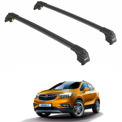 Fit OPEL MOKKA X SUV 16- Roof Racks Cross Bars Black Set 2Pcs