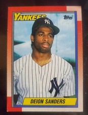 Deion Sanders 1990 Topps Rookie Card #61 Rare New York Yankees HOF Prime Time RC