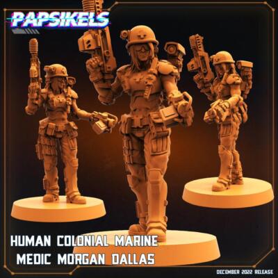 3D Printed Papsikels Cyberpunk Sci-Fi-Human Colonial Marine Medic Morgan Dallas